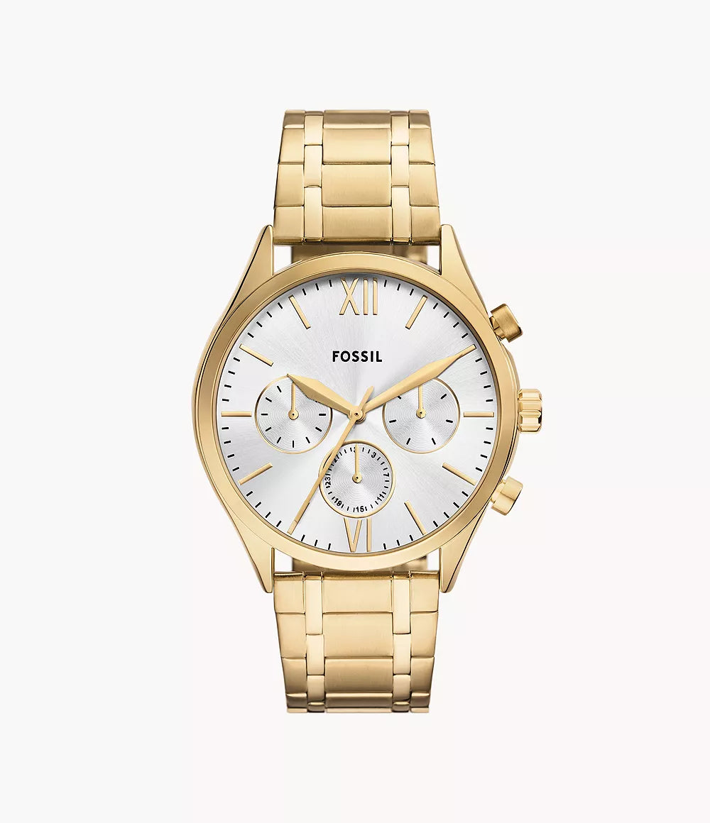 FOSSIL Fenmore Multifunción Acero Dorado Dial Plateado